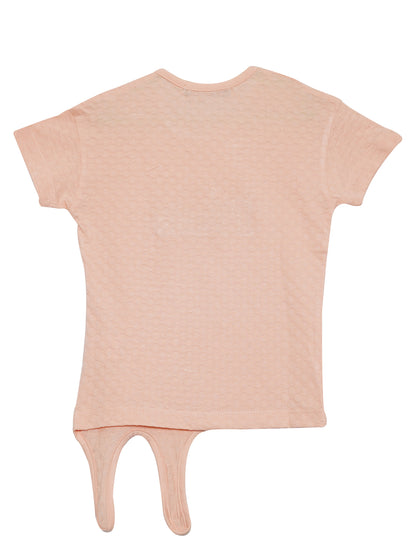 Pampolina Girls Printed Round Neck Styles Top-Peach