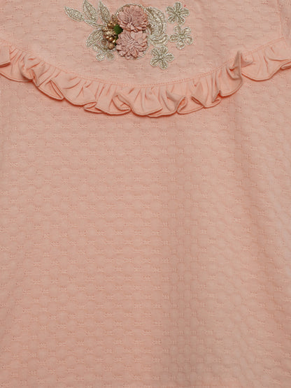 Pampolina Girls Floral Printed Top-Peach