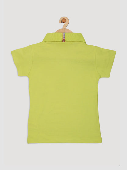 Ziama Girls Solid T-Shirt- P.Green