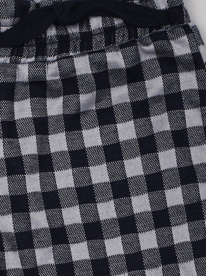 Ziama Girls Stylish Check Printed Shorts-Black