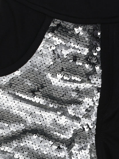 Ziama Girls Stylish Sequin Shorts-Black