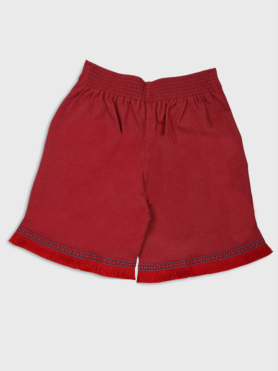 Ziama Girls Stylish Solid Shorts-Red