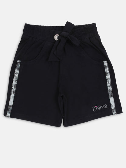 Pampolina Girls Solid Shorts With Drawsting -Navy