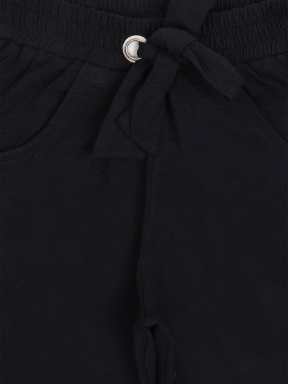 Pampolina Girls Solid Shorts With Drawsting -Navy