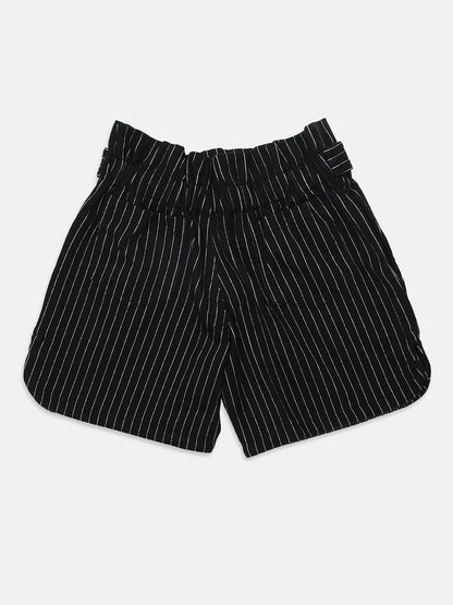 Ziama Girls Stylish Lining Shorts -Black