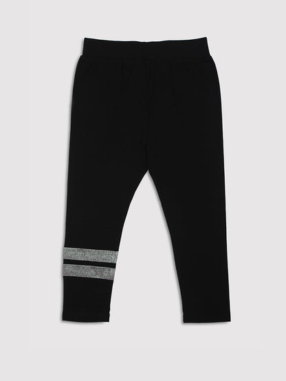 Ziama Girls Printed Stylish Capri-Black