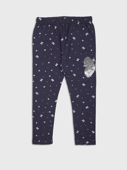 Ziama Girls All Over Heart Printed Stylish Capri-DarkGrey