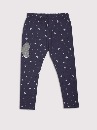 Ziama Girls All Over Heart Printed Stylish Capri-DarkGrey