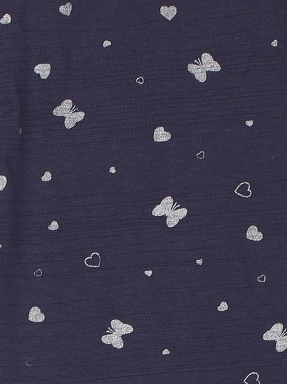 Ziama Girls All Over Heart Printed Stylish Capri-DarkGrey