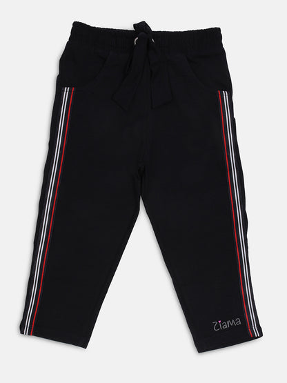 Pampolina Girls Solid Capri With Drawsting -Navy