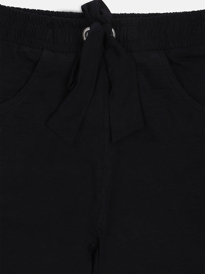 Pampolina Girls Solid Capri With Drawsting -Navy