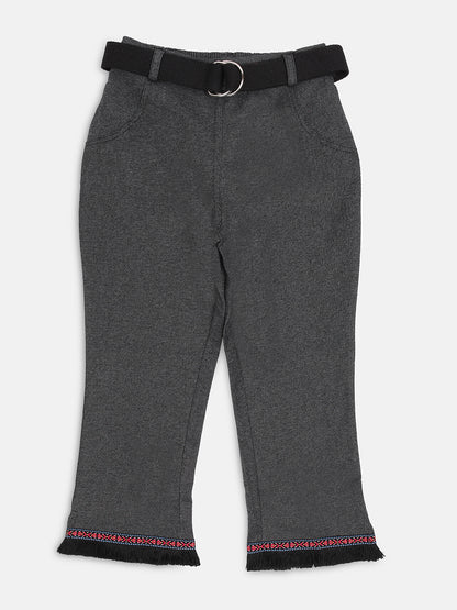 Pampolina Girls Solid Capri With Belt -Black