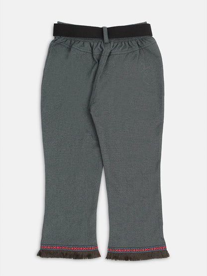 Pampolina  Girls Solid Capri With Belt -Olive