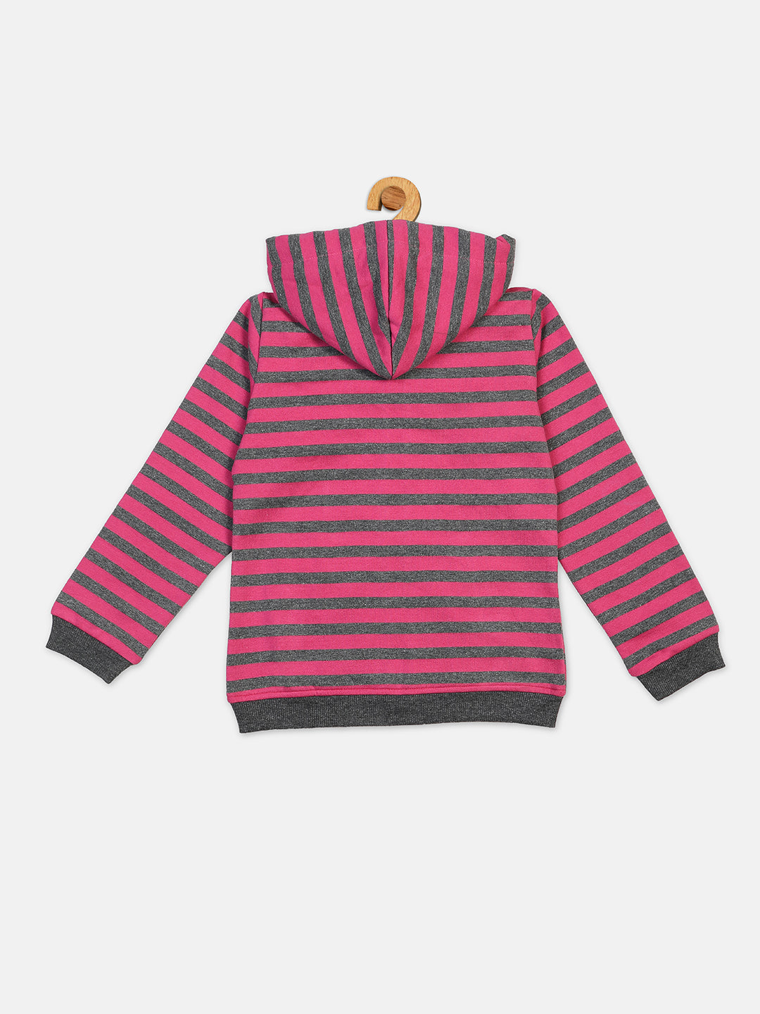 Pampolina Girls Striped Full Sleeve With Hoddie & Zipper  Sweatshirt-Rani