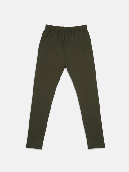 Nins Moda Full Length Solid Leggings - Olive Green
