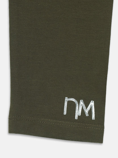 Nins Moda Full Length Solid Leggings - Olive Green