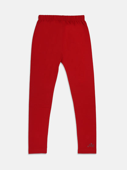 Nins Moda Full Length Solid Leggings - Red