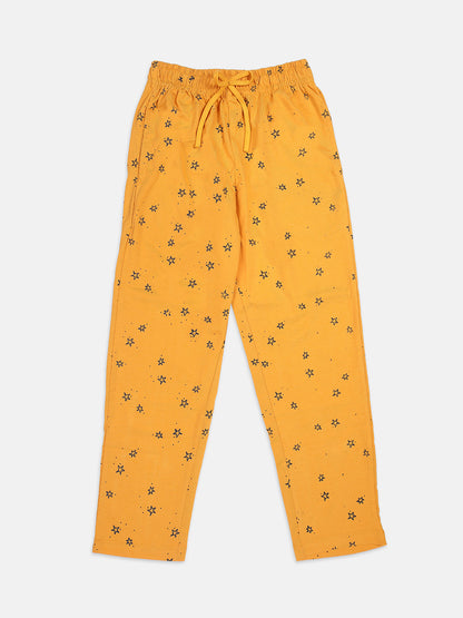 Nins Moda Full Length Stars Printed Track Pants - Mustard
