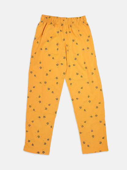 Nins Moda Full Length Stars Printed Track Pants - Mustard