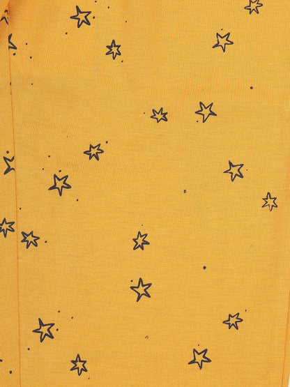 Nins Moda Full Length Stars Printed Track Pants - Mustard