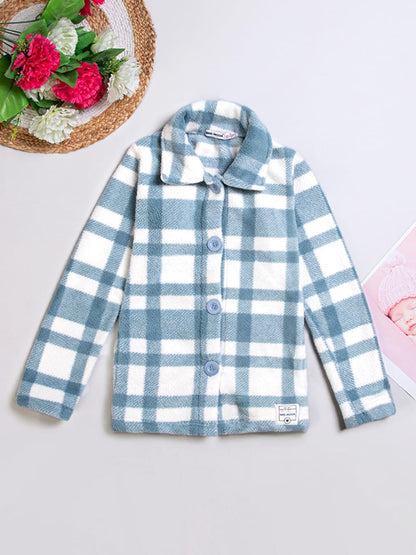 Pampolina  Girls Checked Sweatshirt- Sky