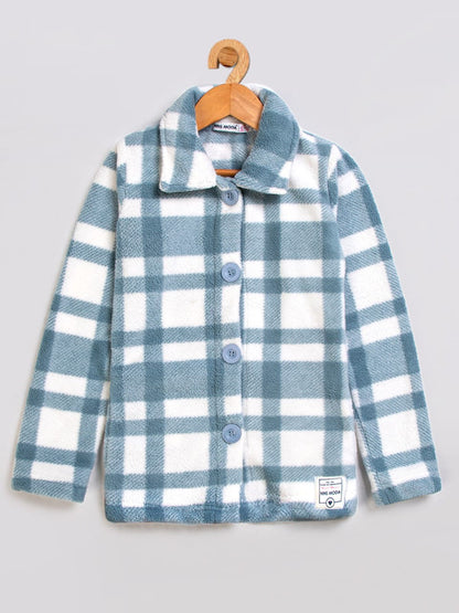 Pampolina  Girls Checked Sweatshirt- Sky