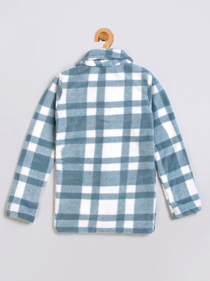 Pampolina  Girls Checked Sweatshirt- Sky