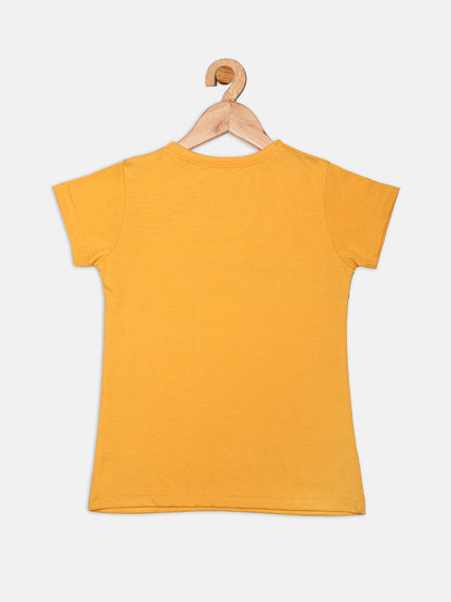 Nins Moda Half Sleeves Cool Girl Print Detailing Top - Yellow