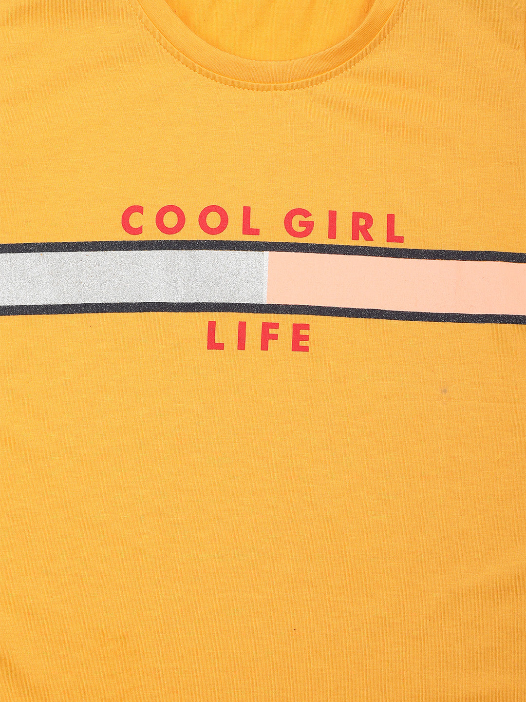 Nins Moda Half Sleeves Cool Girl Print Detailing Top - Yellow