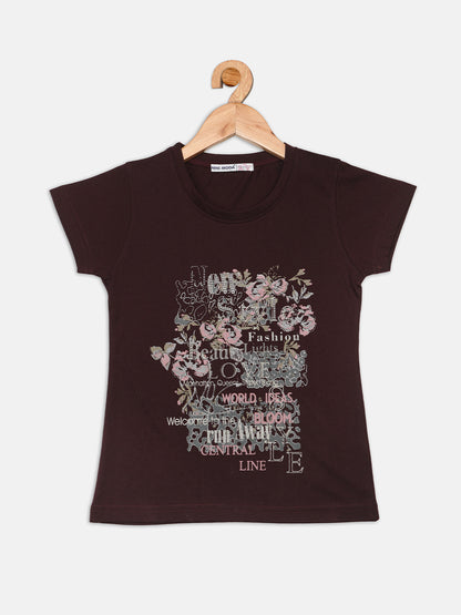 Nins Moda Half Sleeves Floral Print Top - WINE