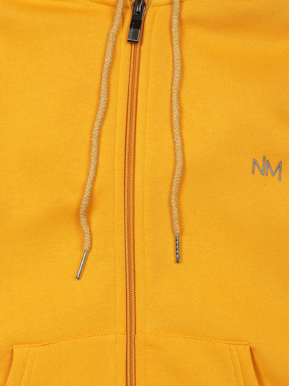 Pampolina Girls Solid Sweatshirt with Hoddie and Zip-MUSTARD